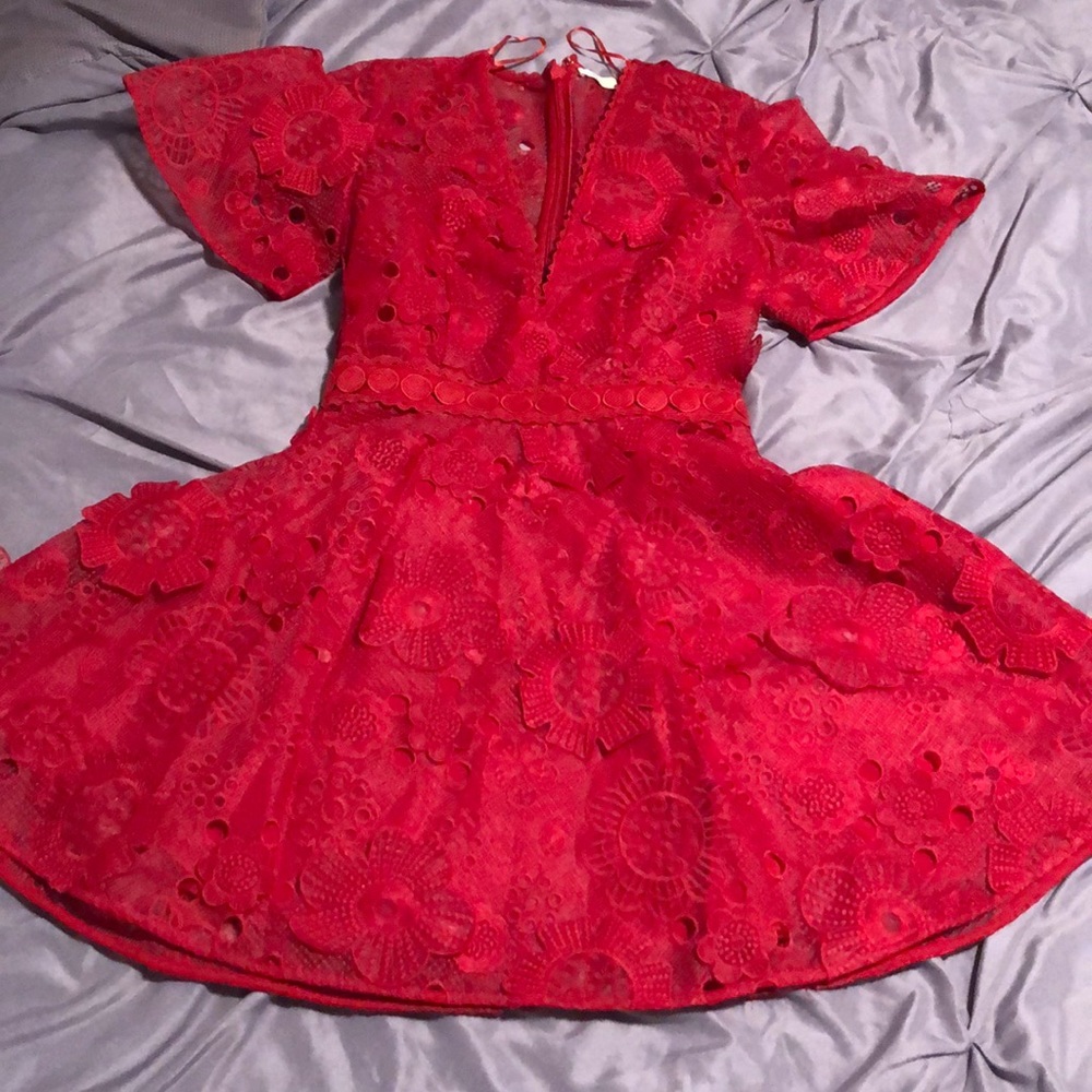 Red Lace Skater Dress